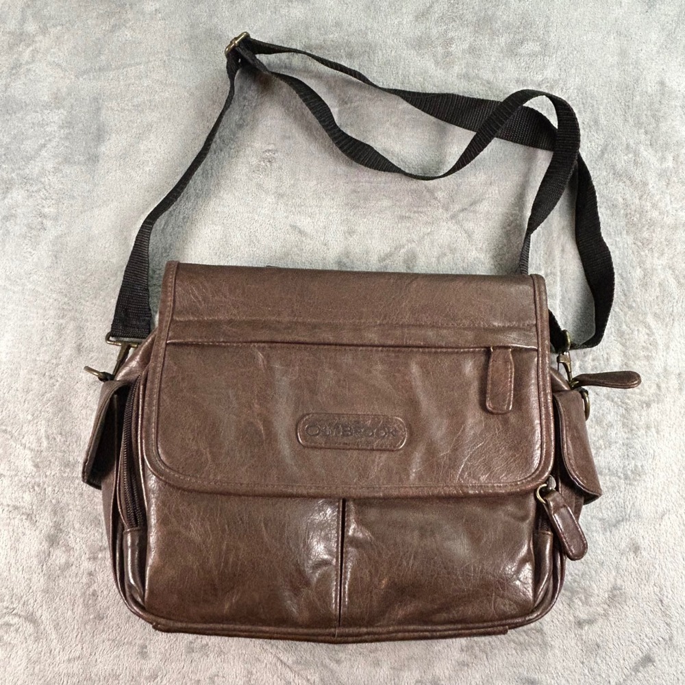 Outbrook Brown Faux Leather Messenger Bag Crossbody Travel Satchel Laptop Case